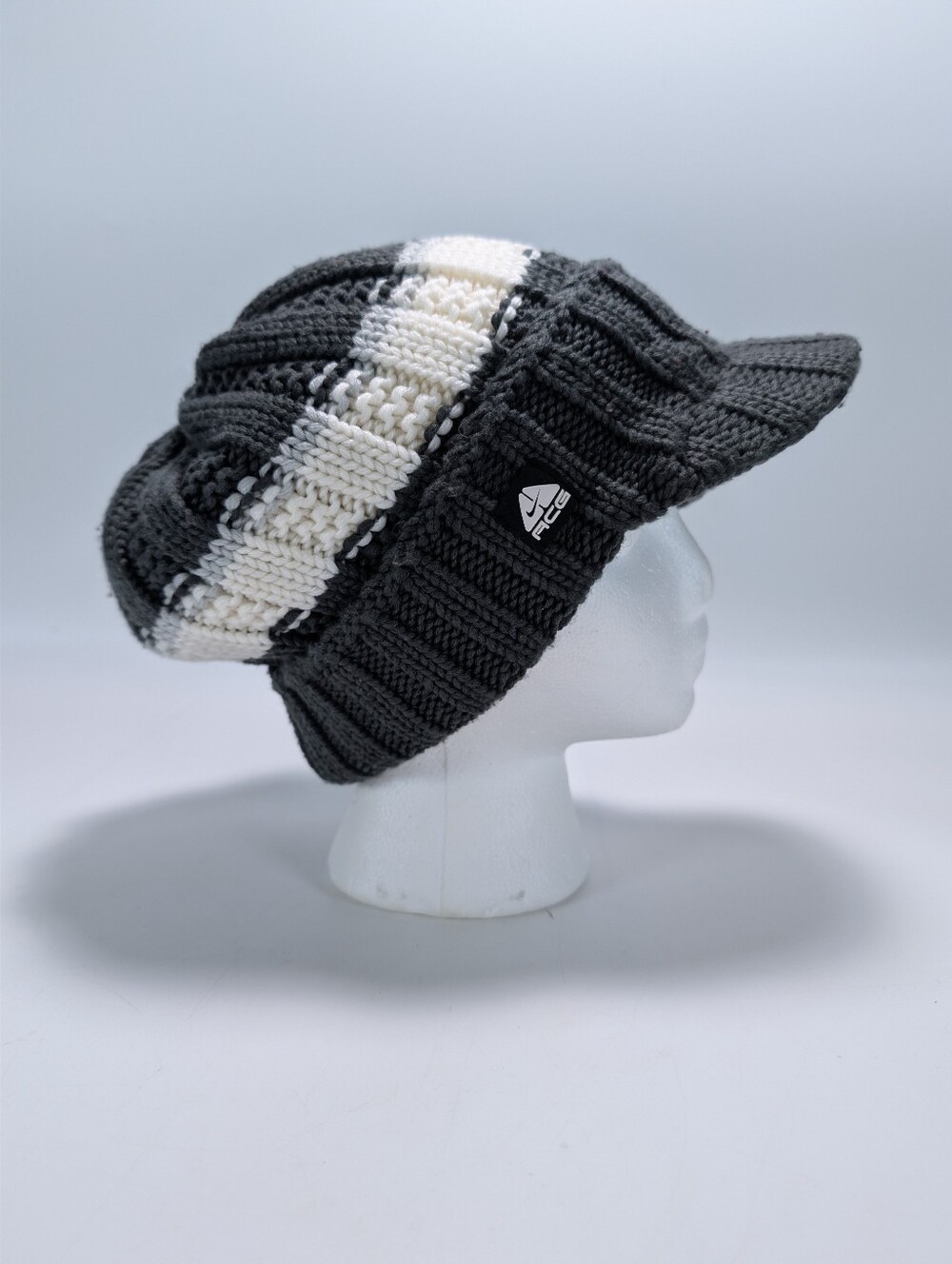 Vintage Y2K Nike ACG Striped Knit Visor Beanie